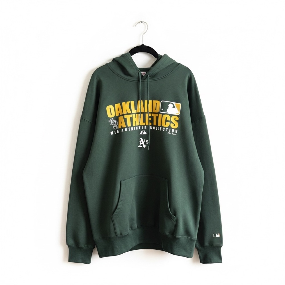 Vintage Majestic Oakland Athletics Dark Green Hoodie XL